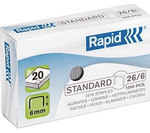 Rapid Hæfteklammer 26/6 galv. standard æsk/20000 stk
