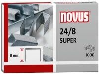 Novus 24/8 SUPER, Hæftepakker, 8 mm, Beslag, 1000 hæfteklammer, Rustfrit stål, Rustfrit stål