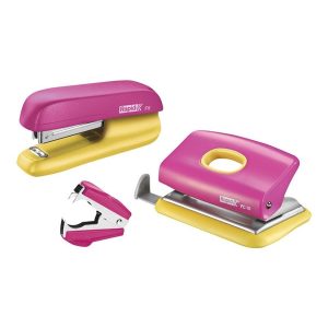 Rapid Hæftemaskine & hulapparat Mini sæt F5+FC10+C2 Blister Pink/gul