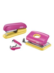 Rapid Hæftemaskine & hulapparat Mini sæt F5+FC10+C2 Blister Pink/gul